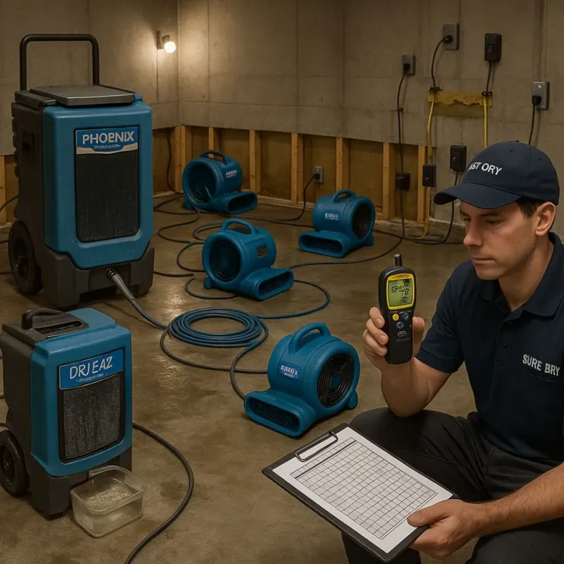 Structural Drying and Dehumidification process in Paramount, CA